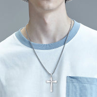 Sterling Silver Cross Necklace with Engraved Bible Verse | Christian Faith Pendant Gift