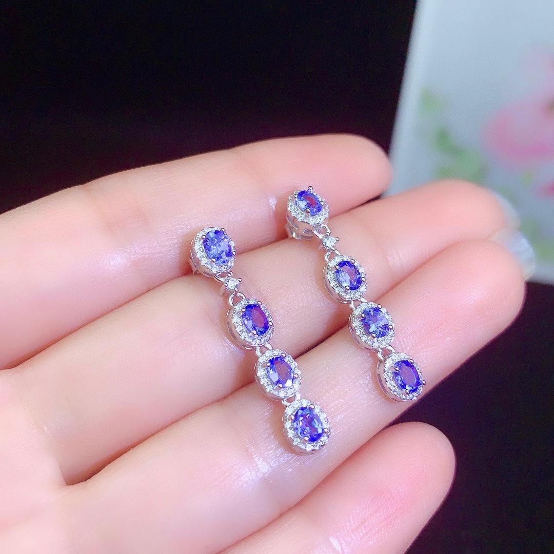 Natural Tanzanite Crystal Earrings | Elegant Gemstone Jewelry