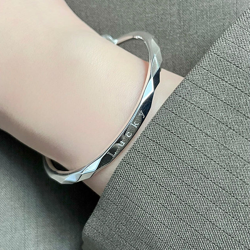 Sterling Silver Minimal Bangle Bracelet | Adjustable Fit