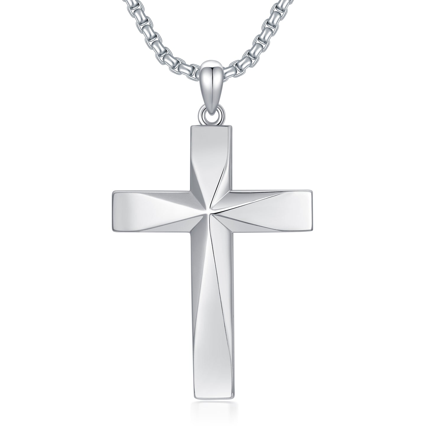 Sterling Silver Cross Necklace with Engraved Bible Verse | Christian Faith Pendant Gift