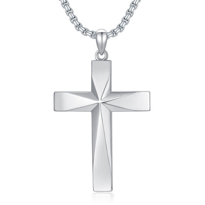 Sterling Silver Cross Necklace with Engraved Bible Verse | Christian Faith Pendant Gift