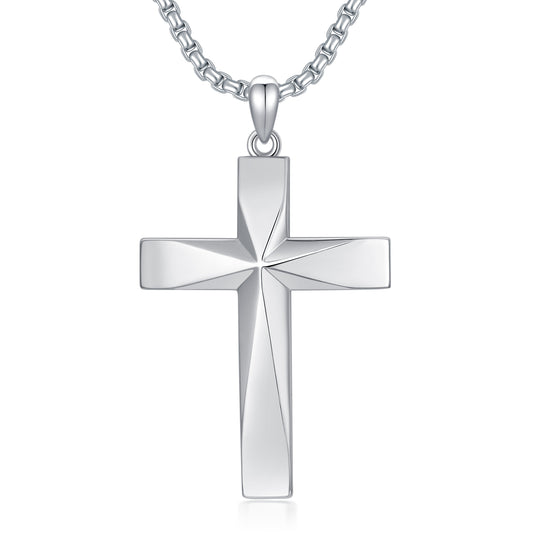 Sterling Silver Cross Necklace with Engraved Bible Verse | Christian Faith Pendant Gift