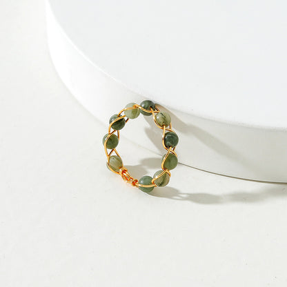 Aurora Thread — Stone Bead Ring