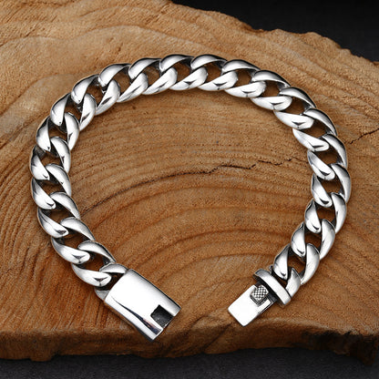 Men’s 925 Sterling Silver Glossy Cuban Bracelet | Classic National Style Jewelry