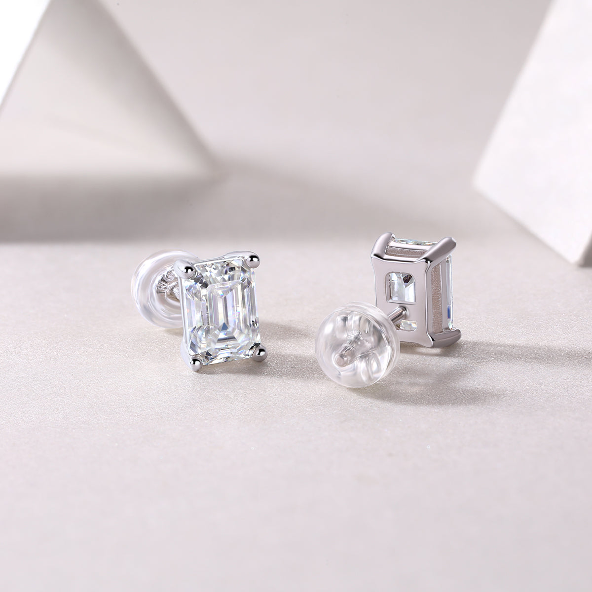 Sink Into Luxury Fashion Diamond Earrings Studs Set With Mosan Diamond Silver Ornaments