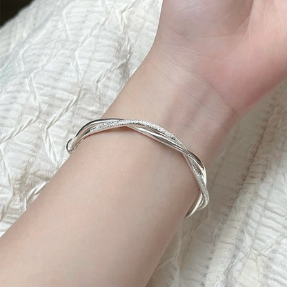 Sterling Silver Minimal Bangle Bracelet | Adjustable Fit