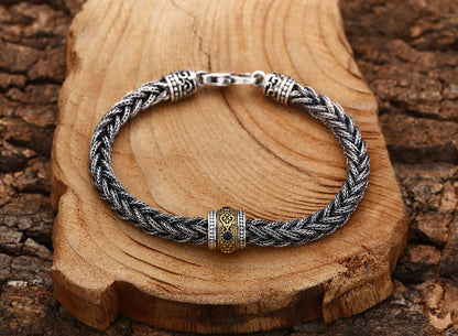 Retro Hand-Woven Bracelet for Men – 925 Sterling Silver Jewelry