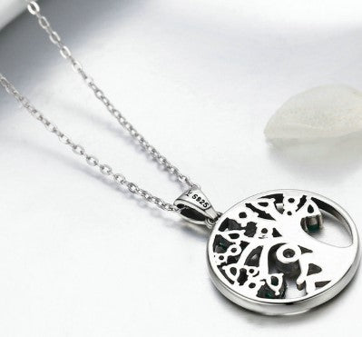 925 Sterling Silver Tree of Life Necklace | Zircon Symbolic Pendant