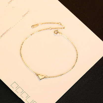 14K Solid Gold Heart Chain Bracelet
