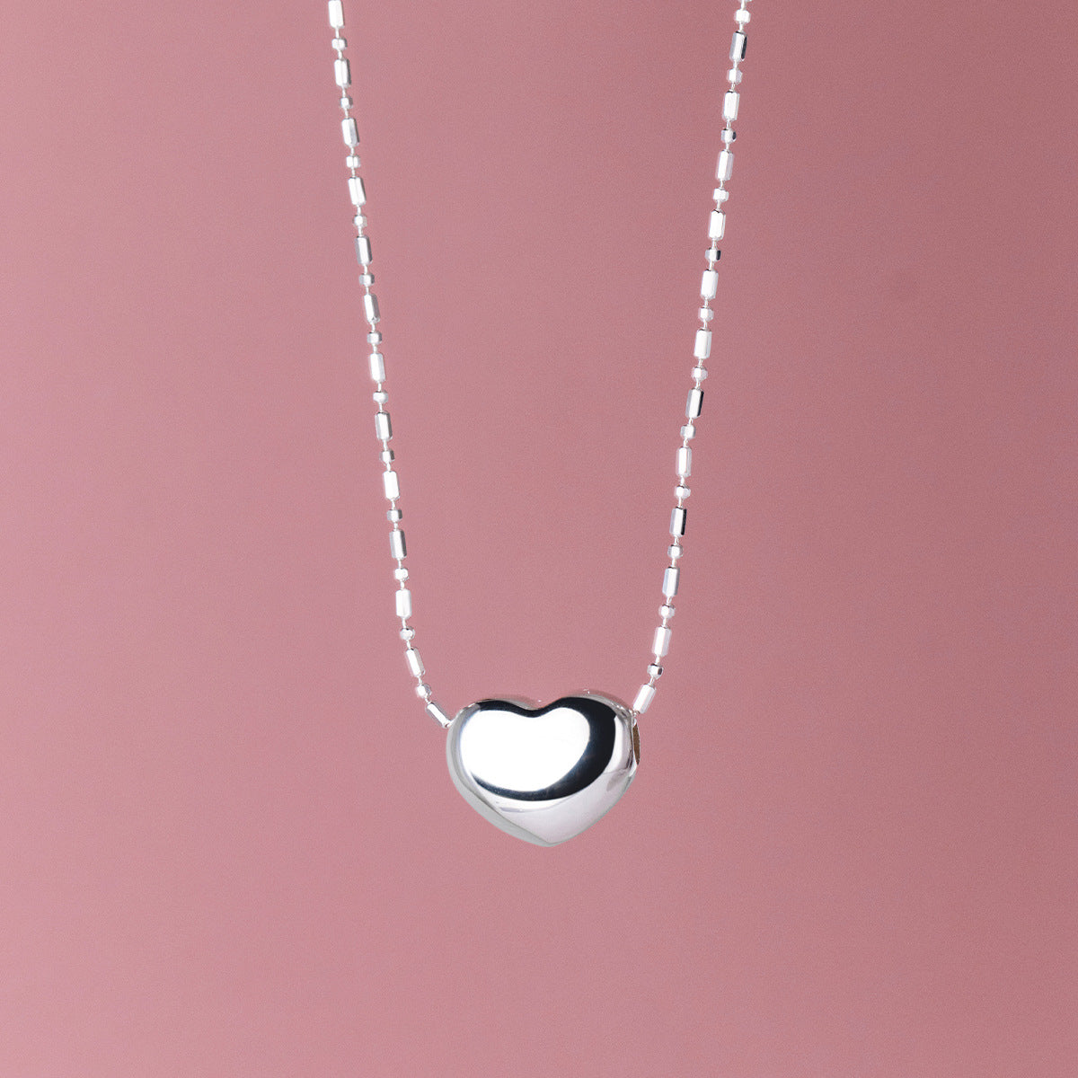 Sterling Silver Heart Necklace | Minimal Polished Pendant