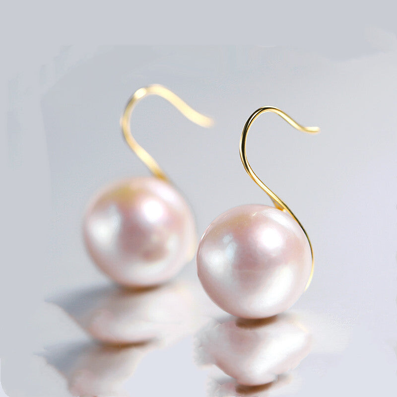 Bright Moonlight  freshwater pearl earrings  gold ear hooks  fashionable jewelry  women accessories  elegant earrings  pearl jewelry