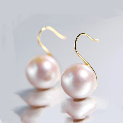 Bright Moonlight  freshwater pearl earrings  gold ear hooks  fashionable jewelry  women accessories  elegant earrings  pearl jewelry