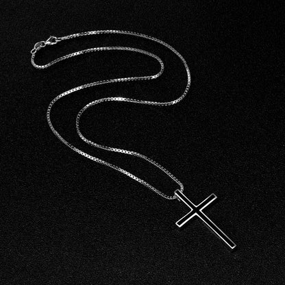 Men’s Black Cross Necklace | Solid 925 Sterling Silver Faith Pendant