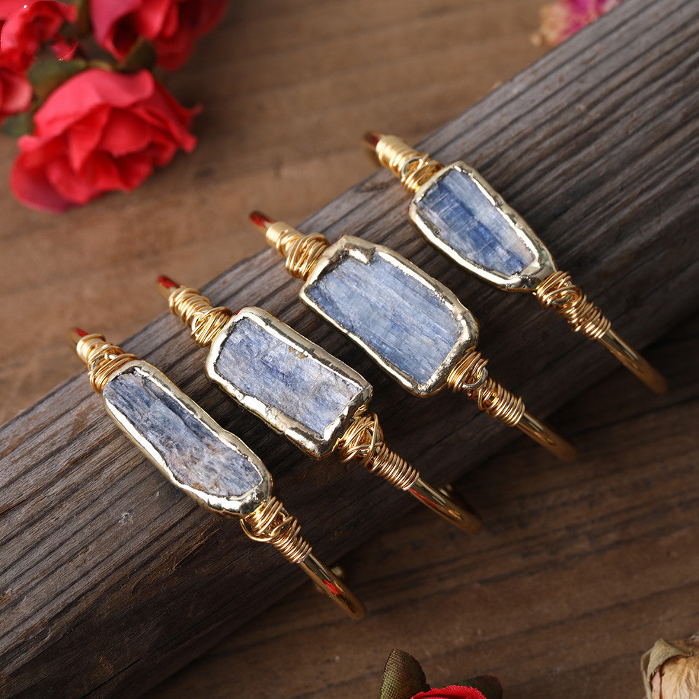 Bluewake — Raw Blue Kyanite Slab Wire-Wrapped Pendant