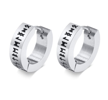 Viking Rune Hoop Earrings for Men | Vintage Norse Jewelry