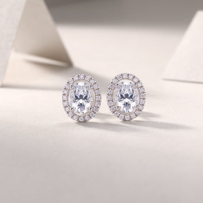 Phantom Night - Fashionable And Luxurious Diamond Jewelry Set With Moissanite S925 Sterling Silver And Platinum-plated Stud Earrings