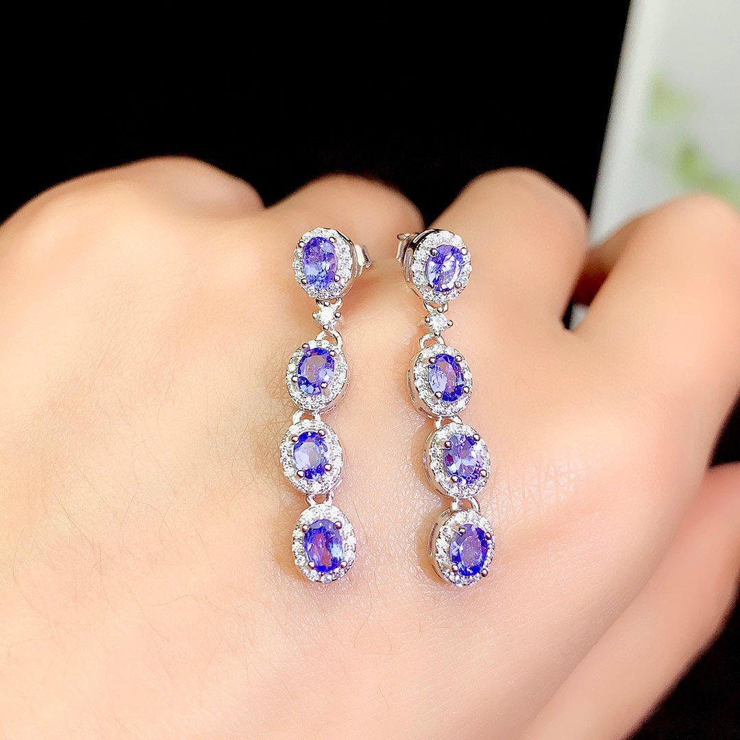 Natural Tanzanite Crystal Earrings | Elegant Gemstone Jewelry