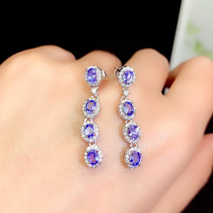 Natural Tanzanite Crystal Earrings | Elegant Gemstone Jewelry