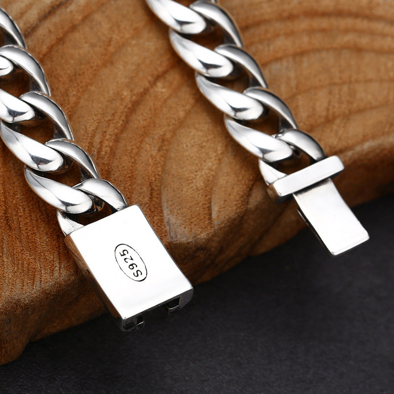 Men’s 925 Sterling Silver Glossy Cuban Bracelet | Classic National Style Jewelry