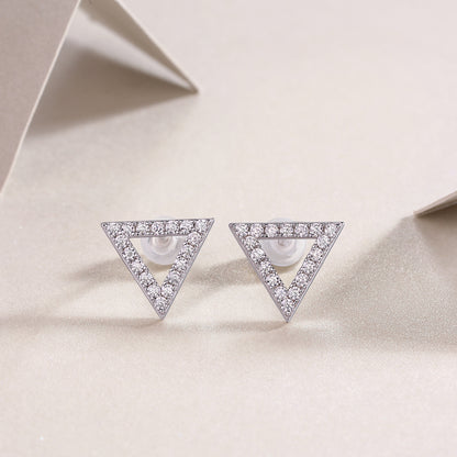 Unique Triangle Moissanite Stud Earrings | Sterling Silver Luxury Jewelry