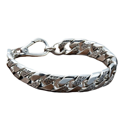 Men’s S925 Sterling Silver Rattan Pattern Chain Bracelet | Bold Personalized Jewelry