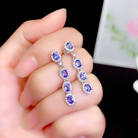 Natural Tanzanite Crystal Earrings | Elegant Gemstone Jewelry