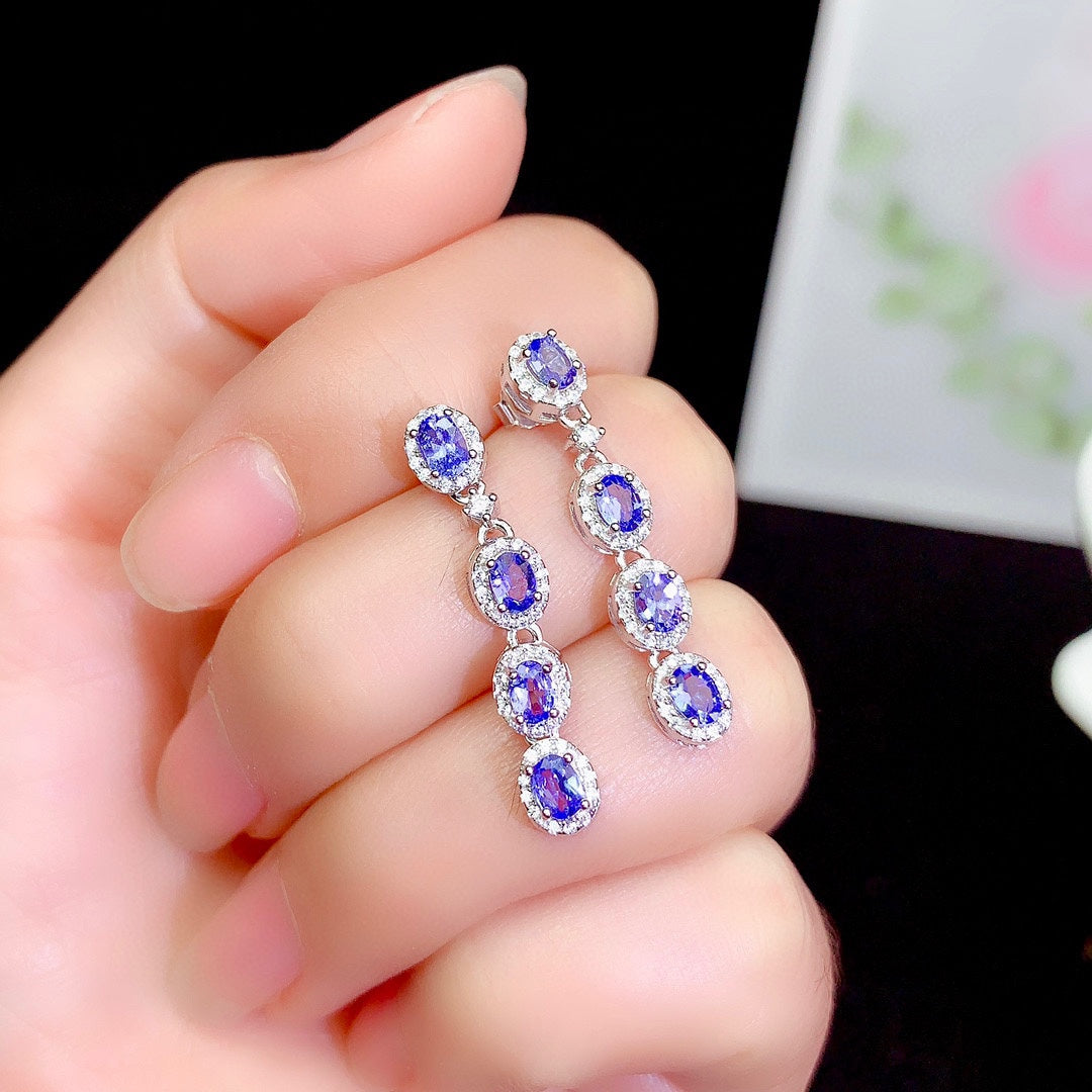 Natural Tanzanite Crystal Earrings | Elegant Gemstone Jewelry