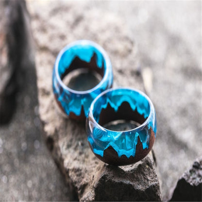 Resin Wood Glow Ring | Aurora Starry Sky Design for Men & Women