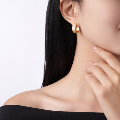 Star Track Moissanite Huggie Earrings | S925 Sterling Silver, 18K Gold Electroplated | Geometric Luxury Studs