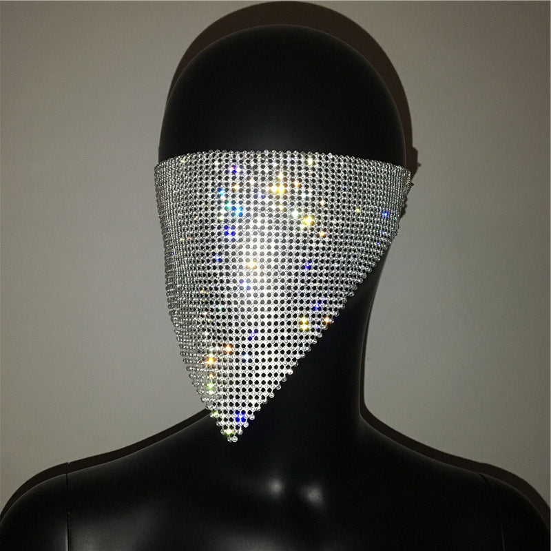 Crystal Rhinestone Face Mask | Glam Statement Festival Jewelry