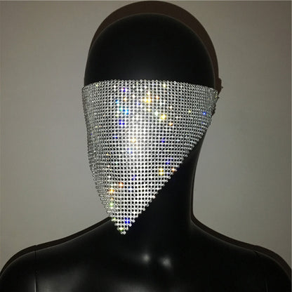 Crystal Rhinestone Face Mask | Glam Statement Festival Jewelry