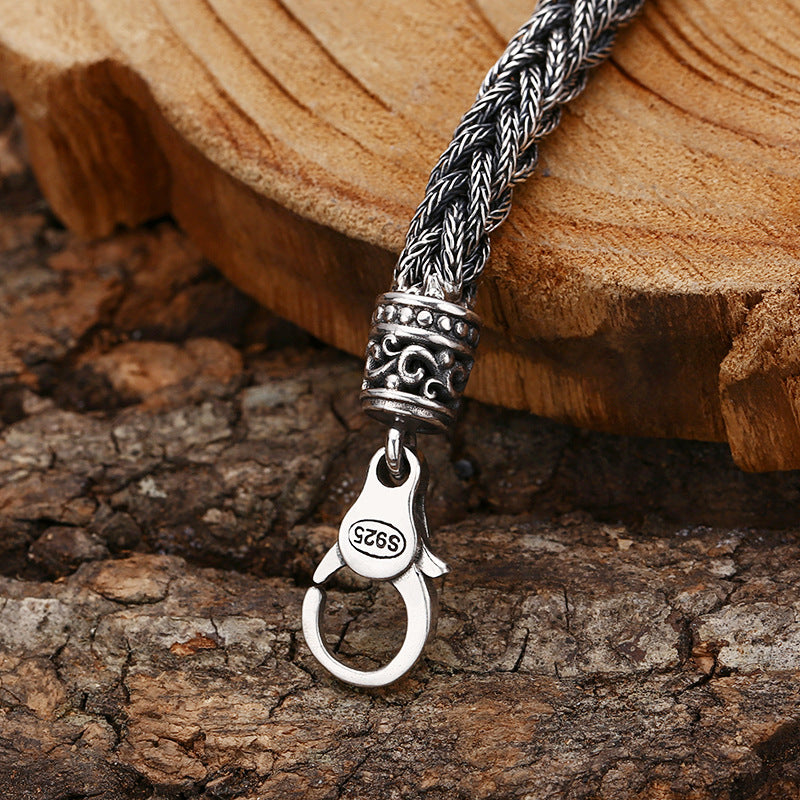 Retro Hand-Woven Bracelet for Men – 925 Sterling Silver Jewelry