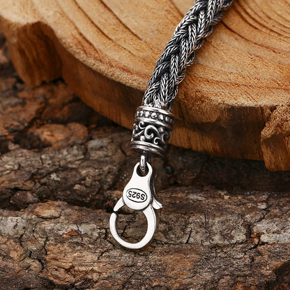 Retro Hand-Woven Bracelet for Men – 925 Sterling Silver Jewelry