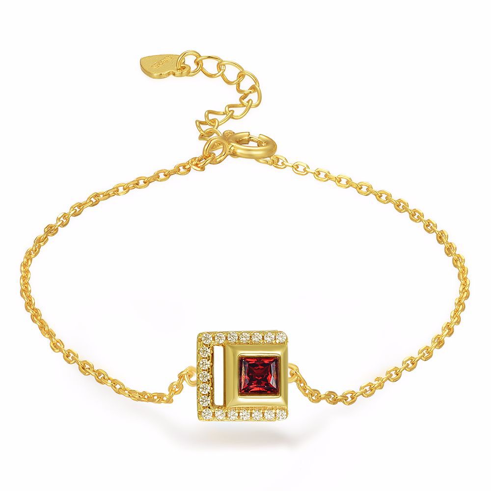 Garnet Glow™ – Natural Garnet Bracelet in Gold-Plated Sterling Silver | Minimal Luxury Jewelry