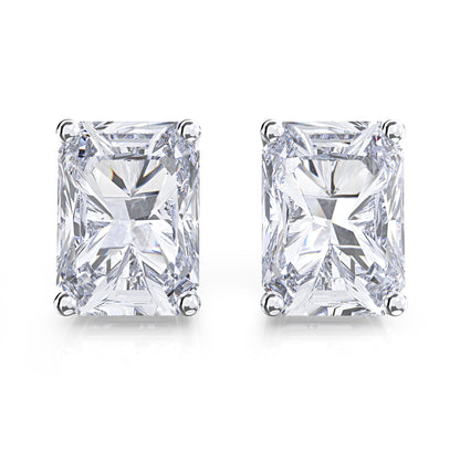 Simulated Diamond Zircon Stud Earrings | Rectangular Four-Prong Setting