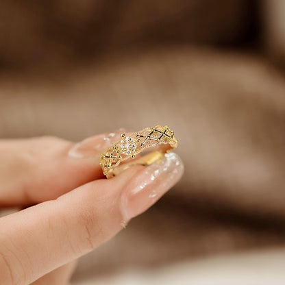 18k Moissanite Accent Ring | Wide Band Luxury Women’s Ring