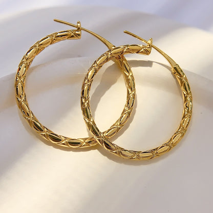 18K Gold Rhombus Earrings | Classic Versatile Geometric Hoop Earrings for Women