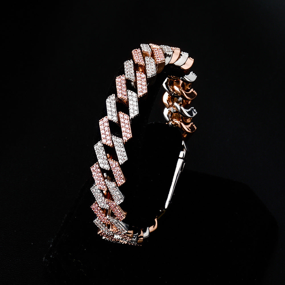 Men’s Gold-Tone Cuban Link Bracelet with Iced Stones