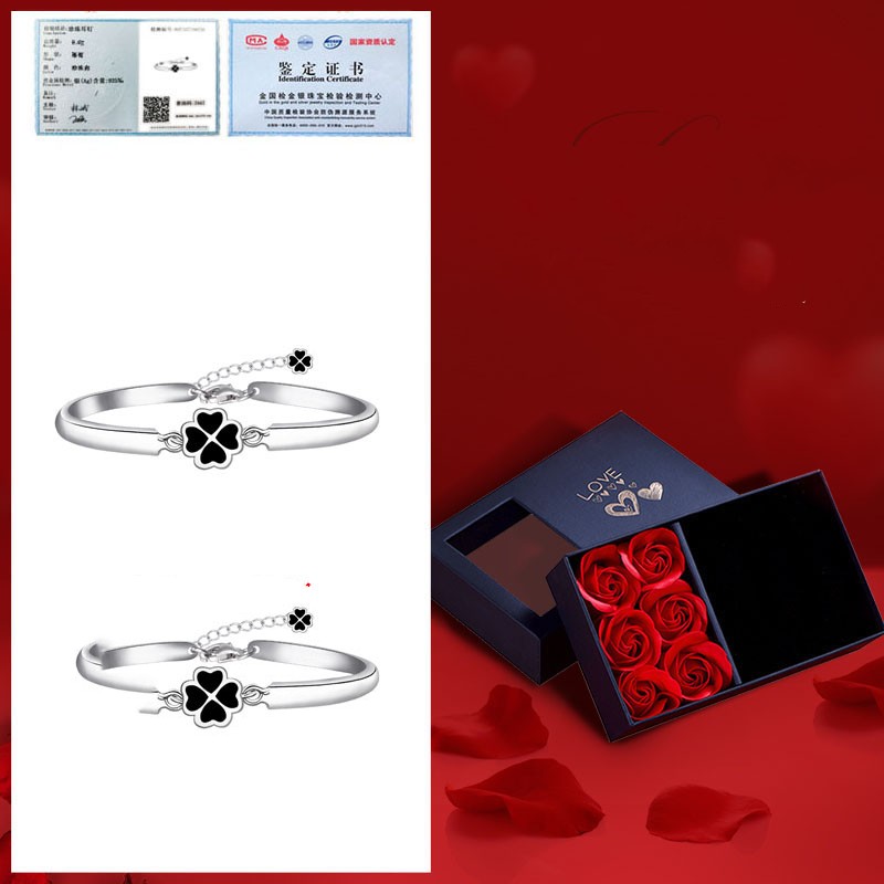 Lucky Clover Rose Bracelet | Solid 999 Silver Gift Edition