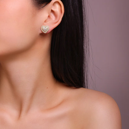 Moissanite Stud Earrings | Gold Electroplated S925 Sterling Silver | Luxury Finish