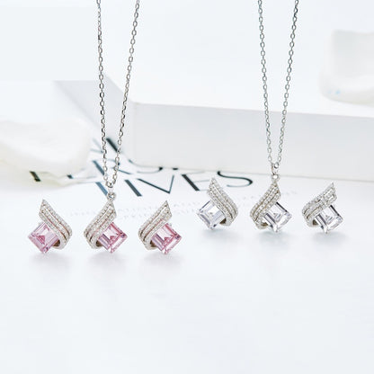 Sterling Silver Crystal Necklace & Earring Set for Women