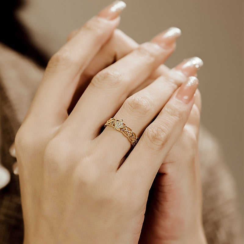 18k Moissanite Accent Ring | Wide Band Luxury Women’s Ring