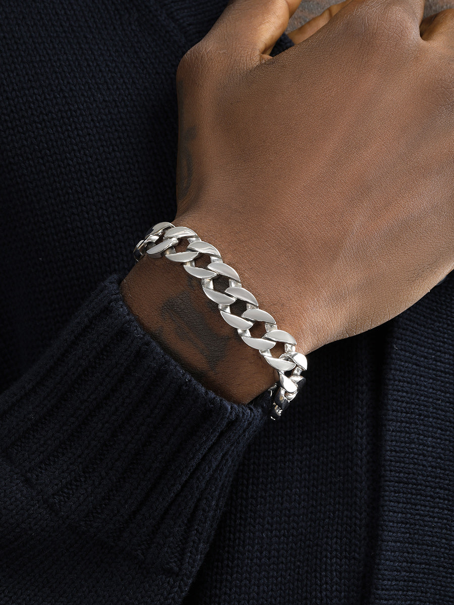 S925 Sterling Silver 13mm Cuban Link Bracelet for Men