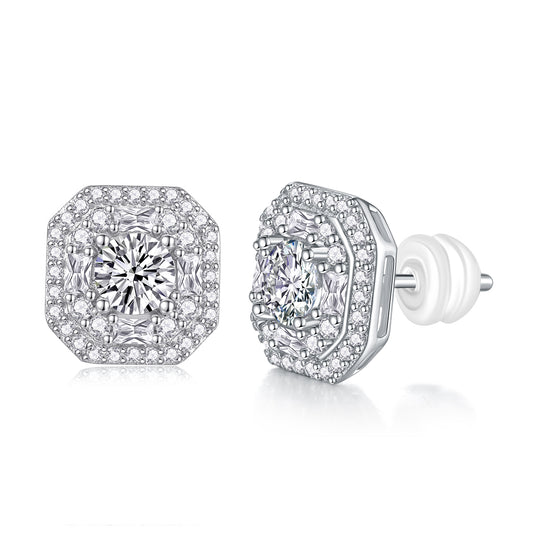Large Moissanite Stud Earrings | Sterling Silver Luxury Jewelry