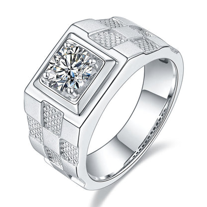 Men’s Simple Moissanite Ring | Modern Diamond-Style Design