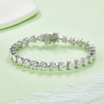 S925 Sterling Silver Moissanite Tennis Bracelet – Platinum Finish