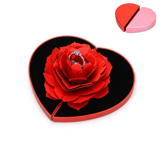 Heart Rose Ring Box | Rotating Floral Gift Case