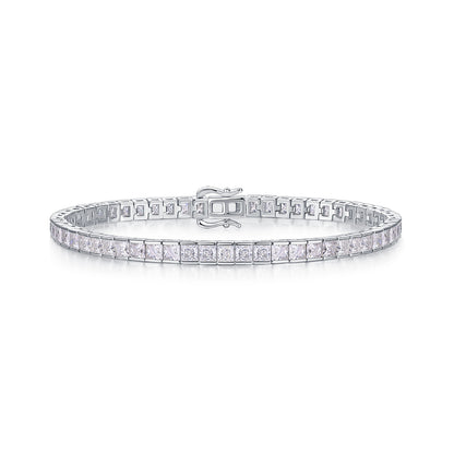 S925 Sterling Silver Square Tennis Bracelet – Classic Elegant Design