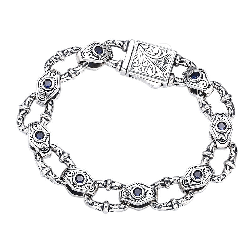 Men’s 925 Sterling Silver Embossed Bracelet | Artisan Statement Jewelry