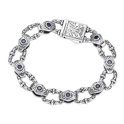 Men’s 925 Sterling Silver Embossed Bracelet | Artisan Statement Jewelry